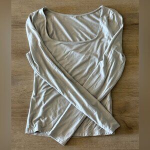 Grey Square Neck Long Sleeve